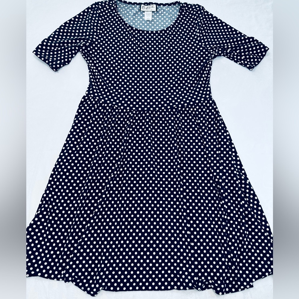Wedding Guest Macy McFadden Black Polka Dot Retro / Vintage Style Dress Womens M